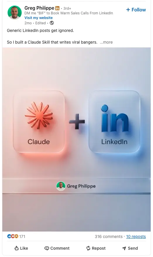 Actual LinkedIn lead magnet post associated with 200+ inbound leads
